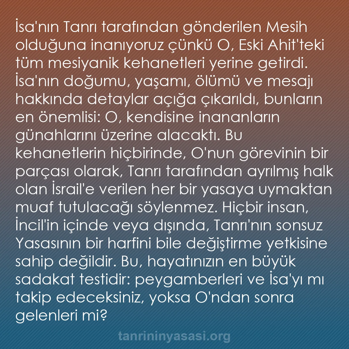 0012 - Tanrı’nın Yasası hakkında gönderi: İsa