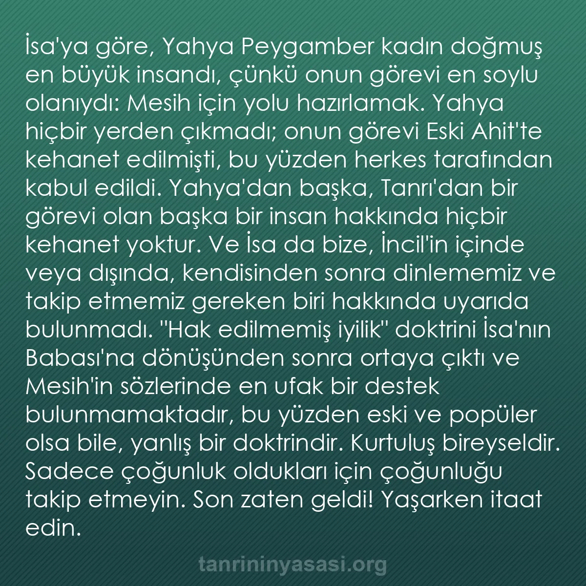 0020 - Tanrı’nın Yasası hakkında gönderi: İsa