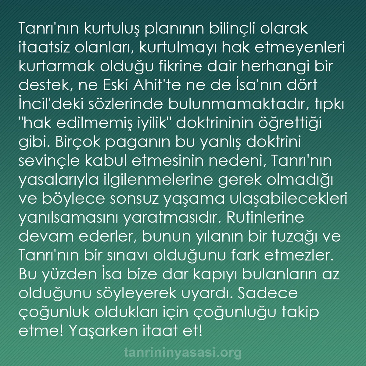 0025 - Tanrı’nın Yasası hakkında gönderi: Tanrı