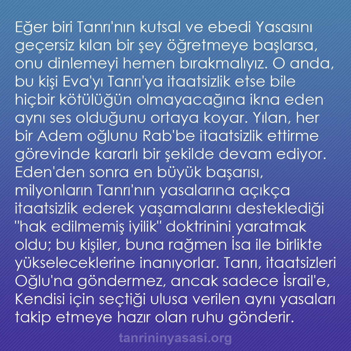 0027 - Tanrı’nın Yasası hakkında gönderi: Eğer biri Tanrı