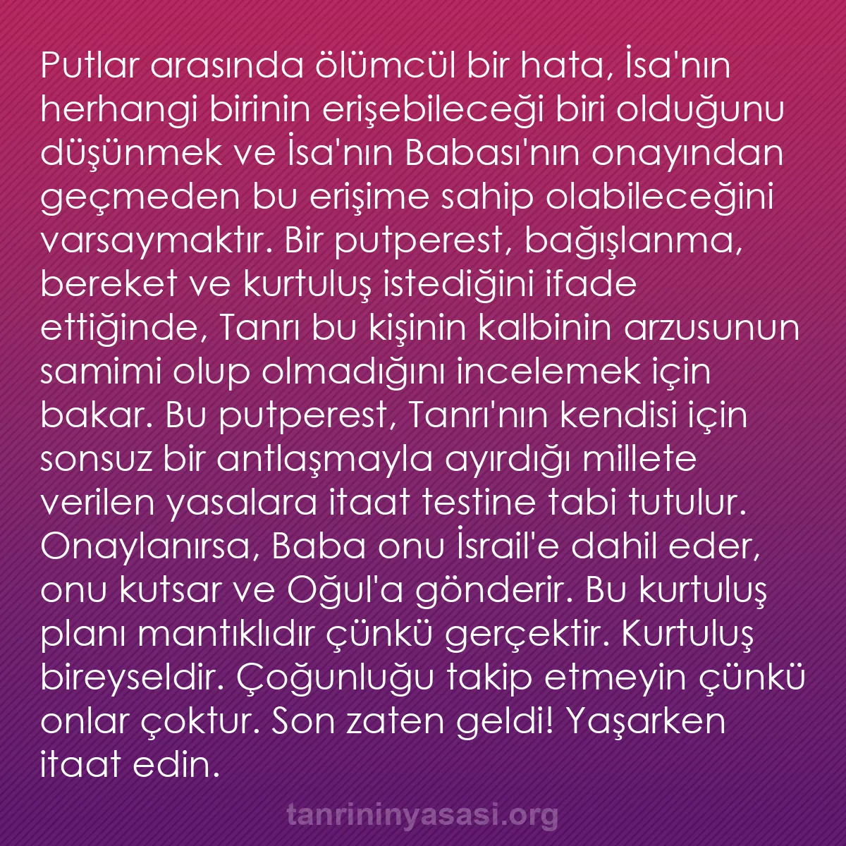 0041 - Tanrı’nın Yasası hakkında gönderi: Putlar arasında ölümcül bir hata, İsa