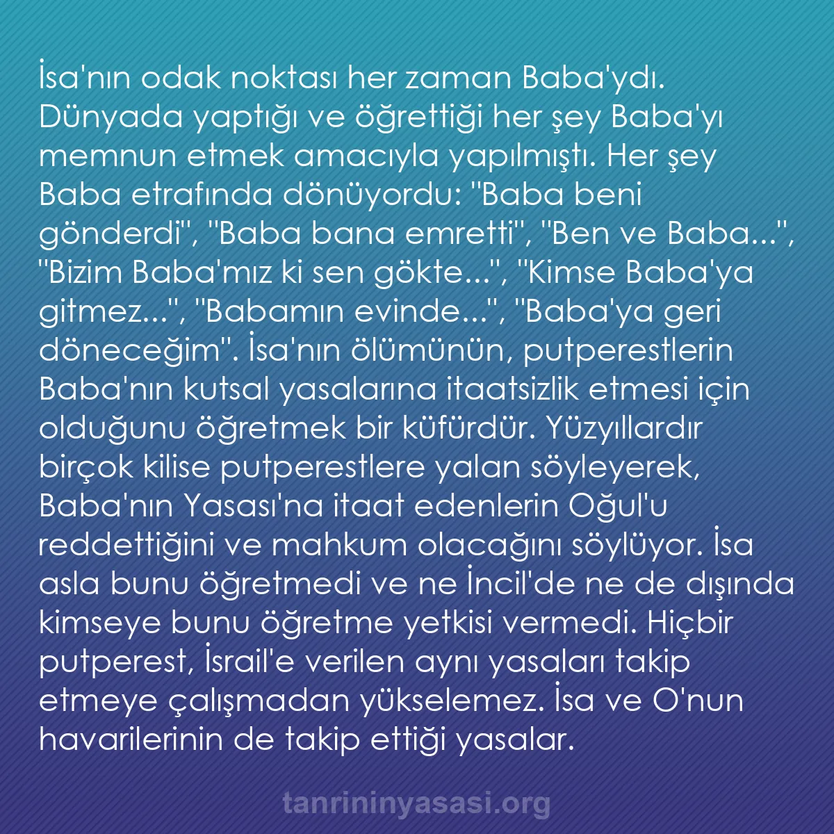 0075 - Tanrı’nın Yasası hakkında gönderi: İsa