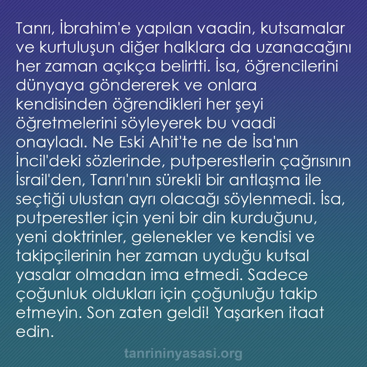 0077 - Tanrı’nın Yasası hakkında gönderi: Tanrı, İbrahim
