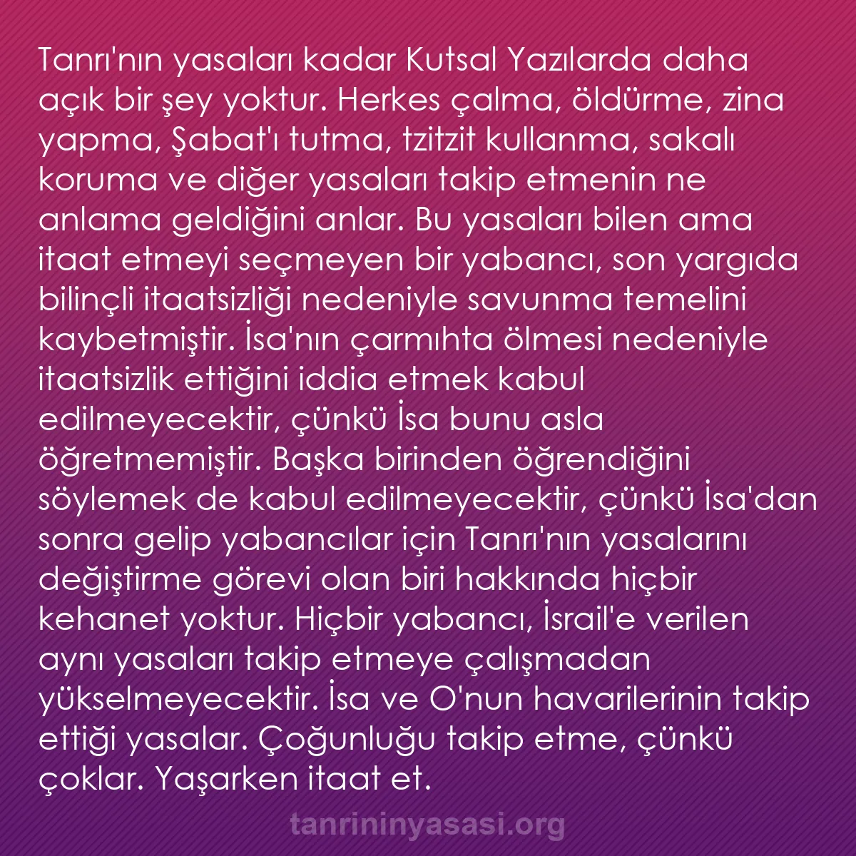 0081 - Tanrı’nın Yasası hakkında gönderi: Tanrı