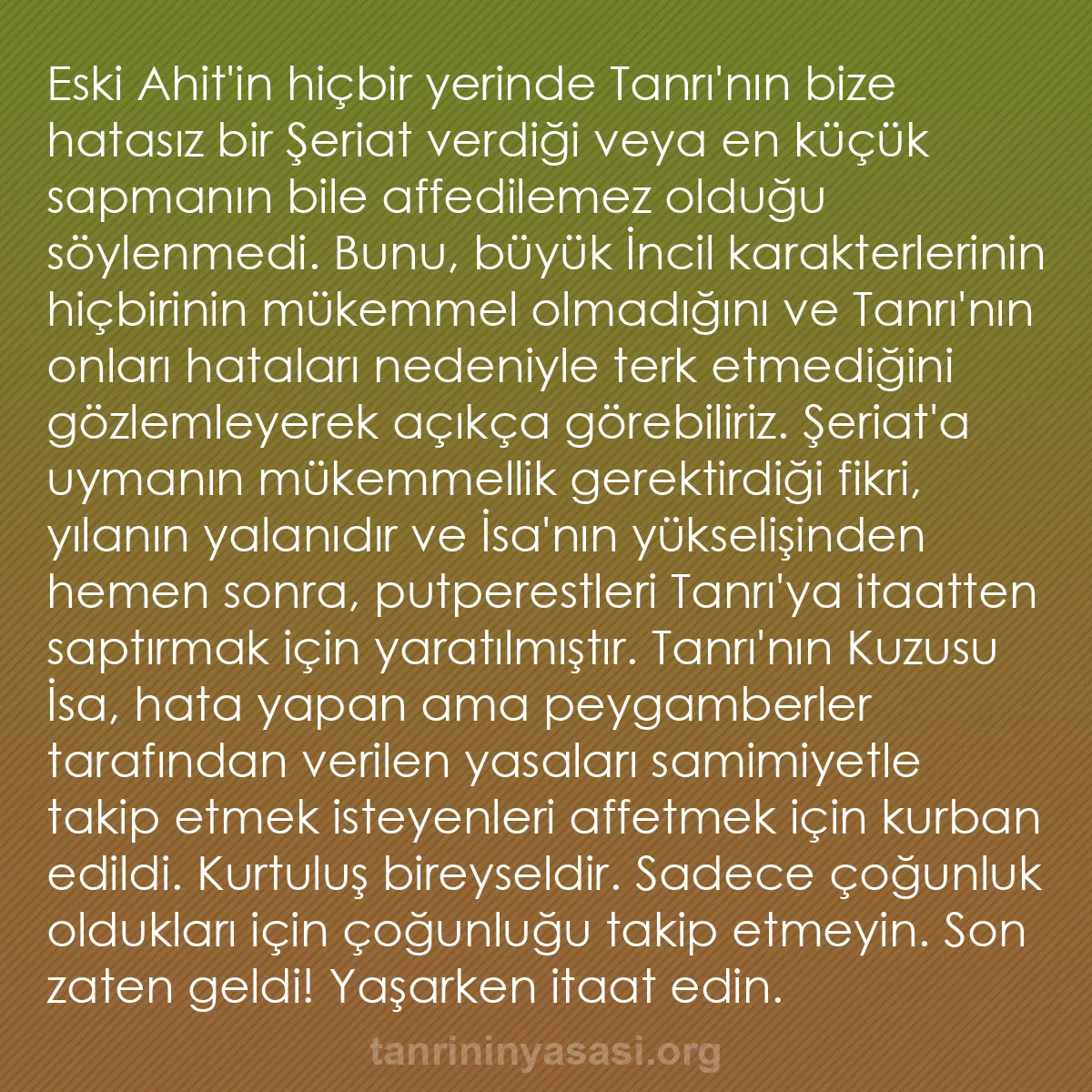 0089 - Tanrı’nın Yasası hakkında gönderi: Eski Ahit