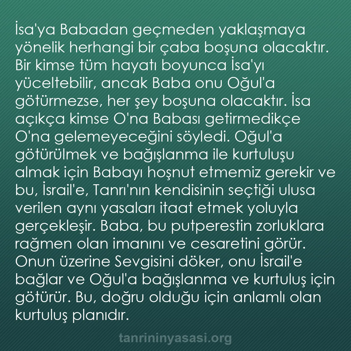 0100 - Tanrı’nın Yasası hakkında gönderi: İsa