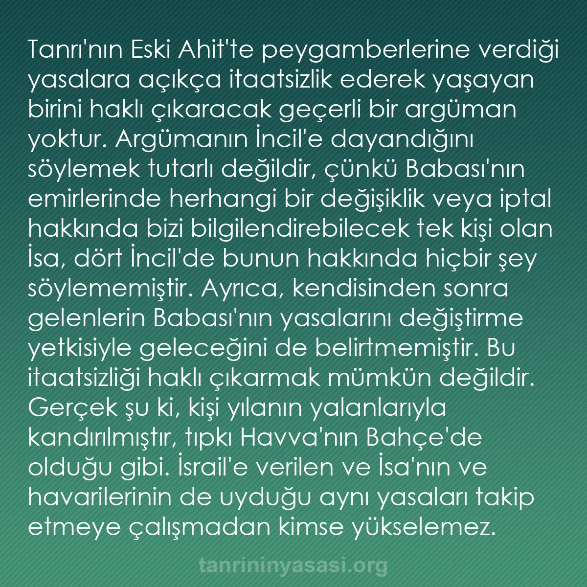 0125 - Tanrı’nın Yasası hakkında gönderi: Tanrı