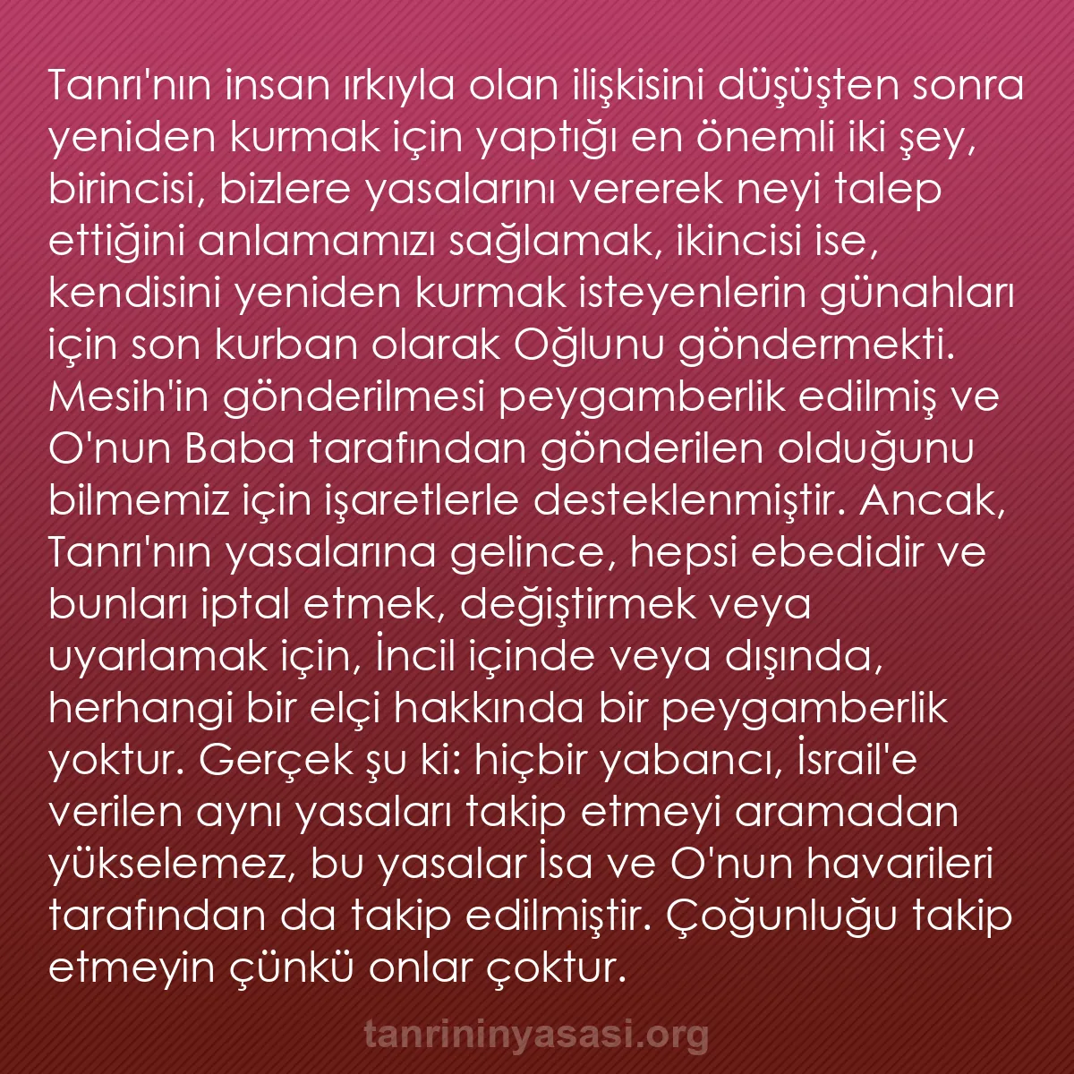 0139 - Tanrı’nın Yasası hakkında gönderi: Tanrı