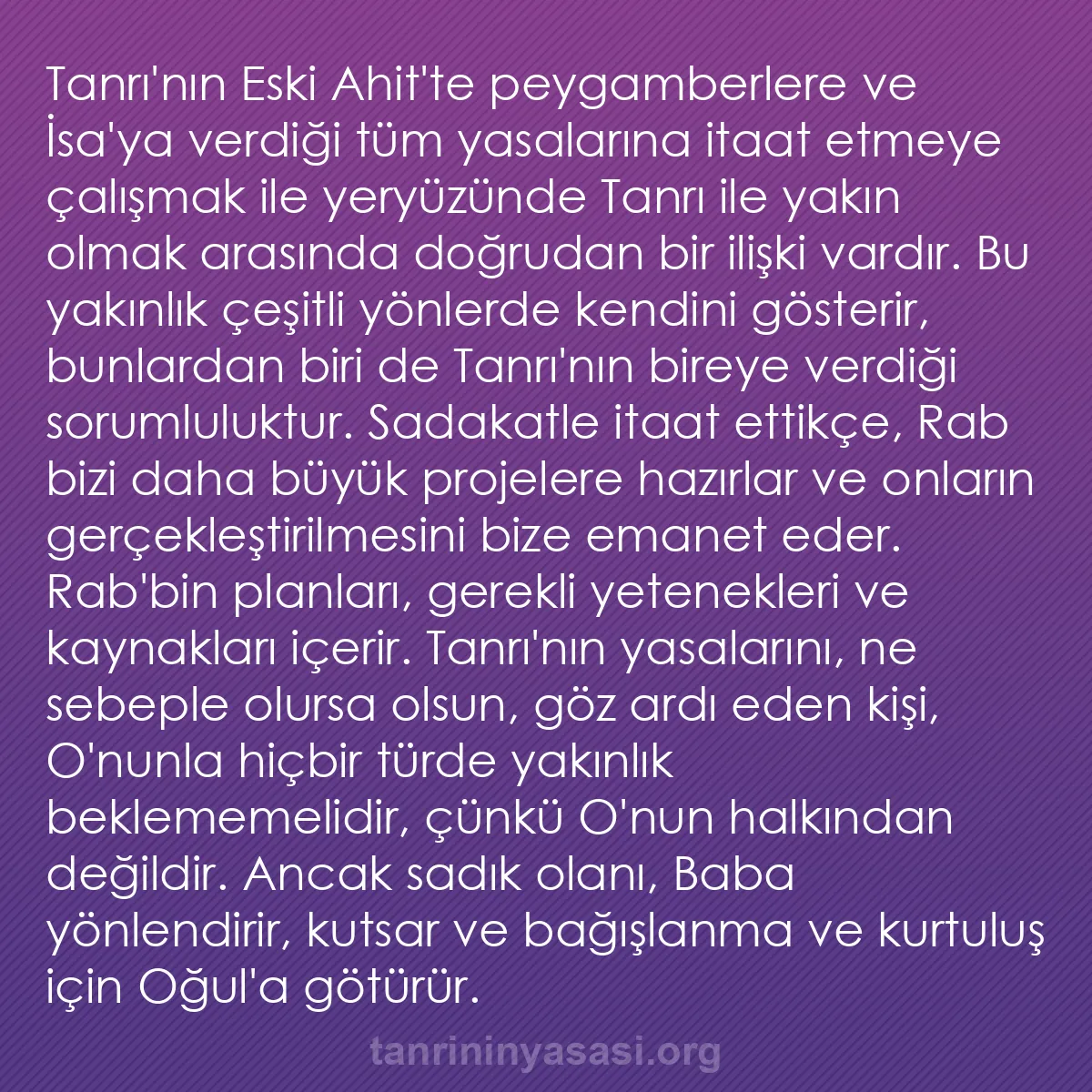0151 - Tanrı’nın Yasası hakkında gönderi: Tanrı