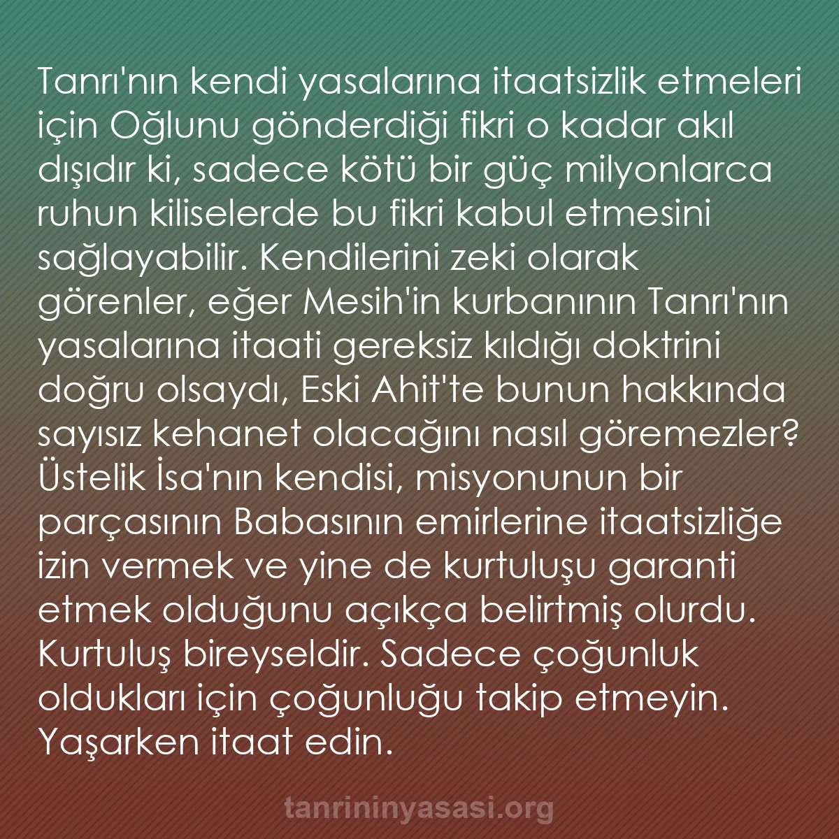 0153 - Tanrı’nın Yasası hakkında gönderi: Tanrı