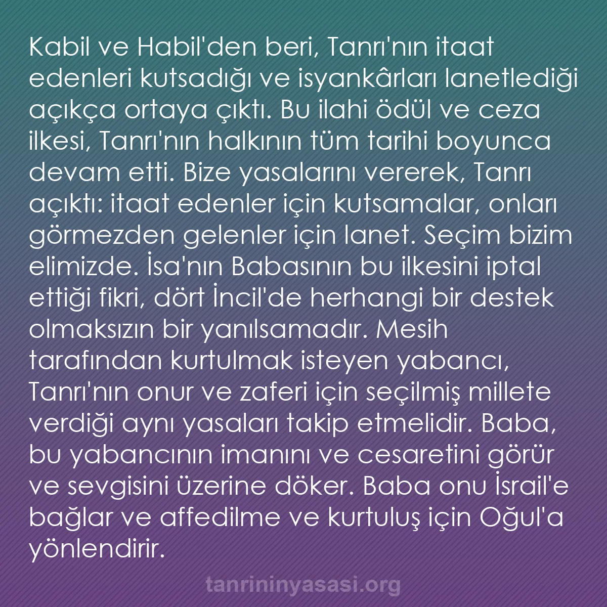 0184 - Tanrı’nın Yasası hakkında gönderi: Kabil ve Habil