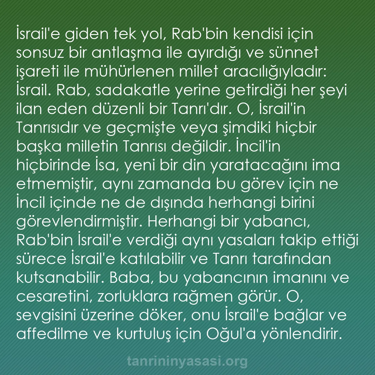 0190 - Tanrı’nın Yasası hakkında gönderi: İsrail