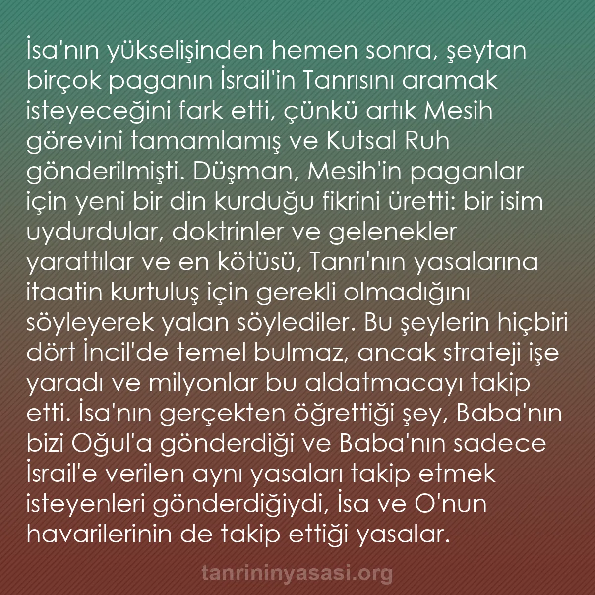 0193 - Tanrı’nın Yasası hakkında gönderi: İsa
