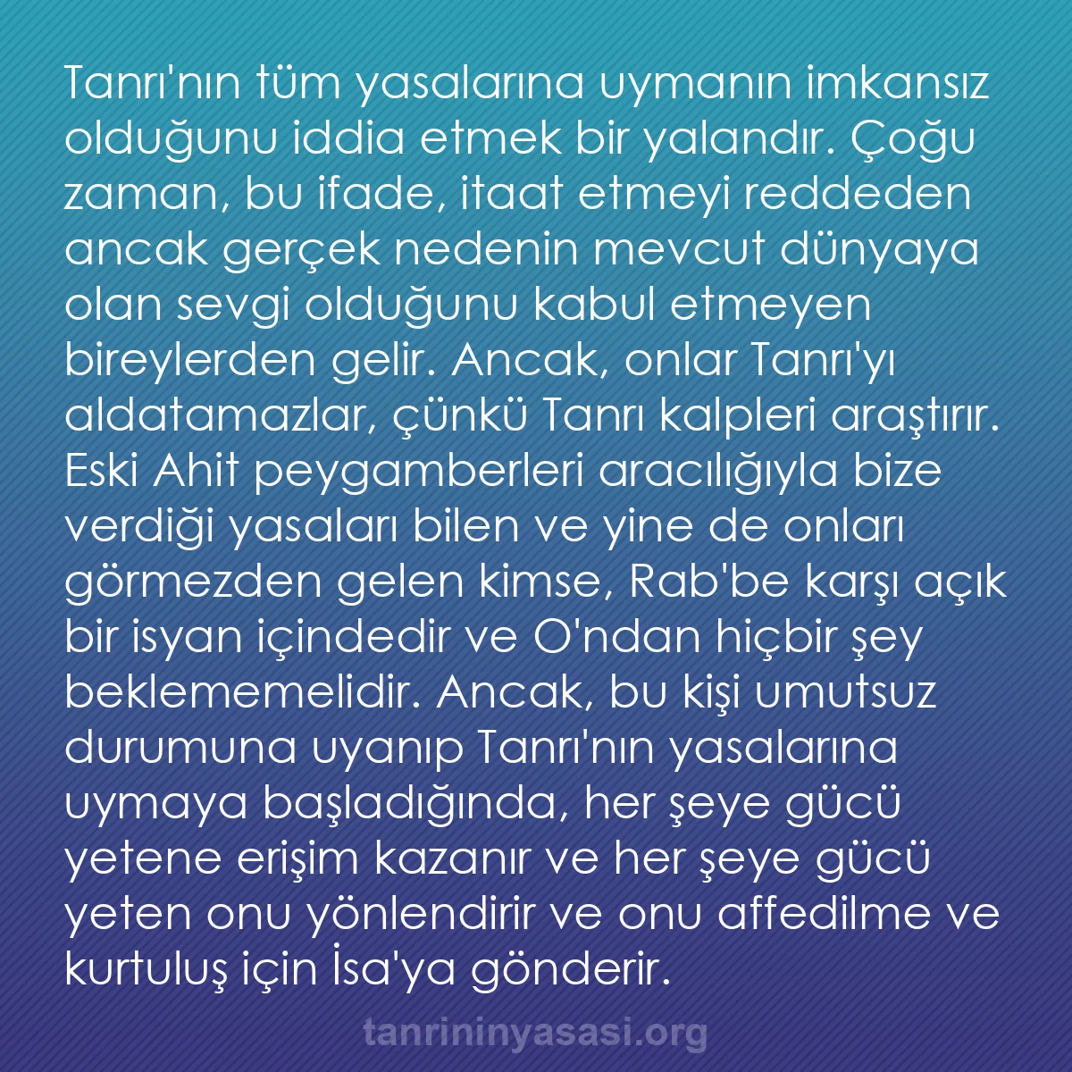 0195 - Tanrı’nın Yasası hakkında gönderi: Tanrı