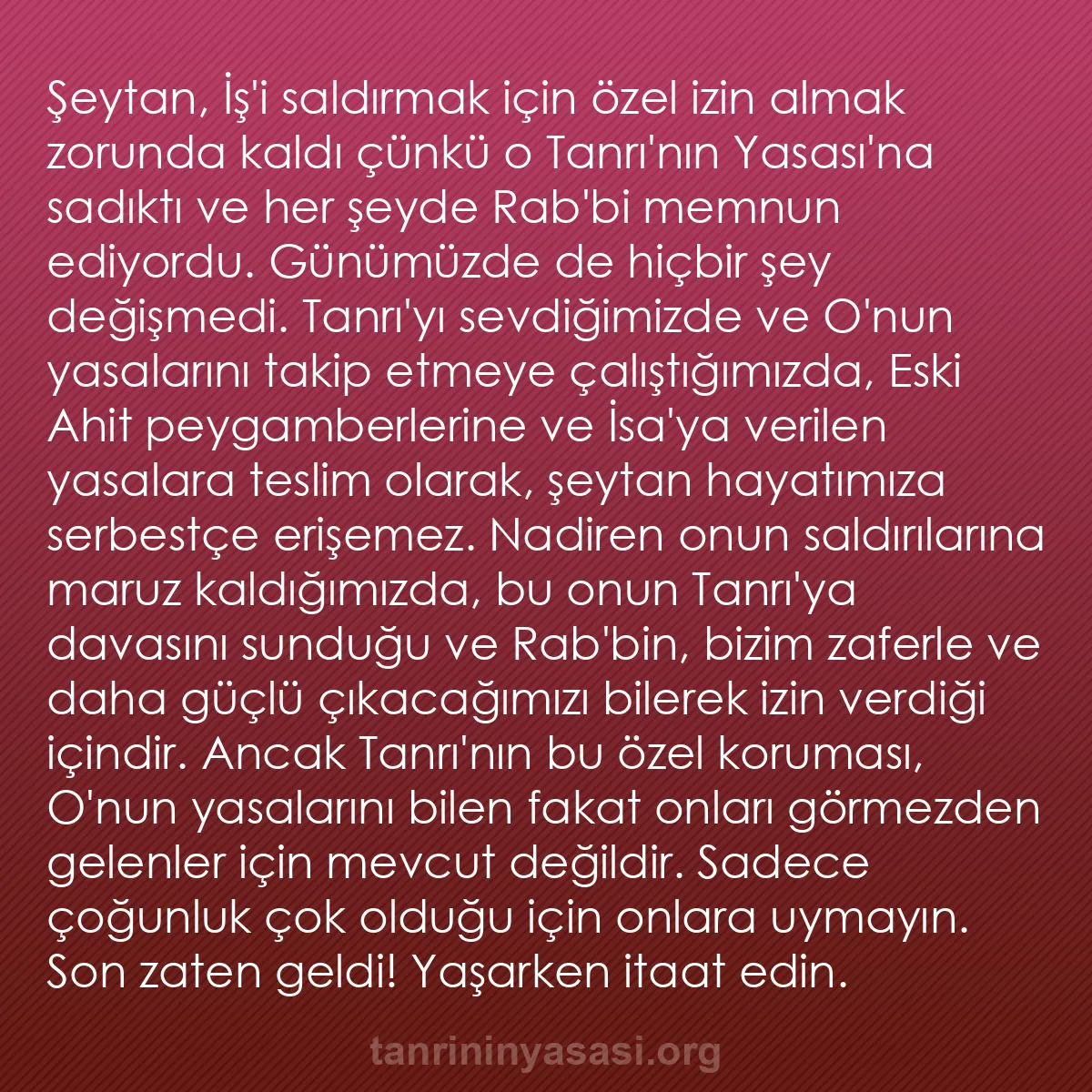 0199 - Tanrı’nın Yasası hakkında gönderi: Şeytan, İş
