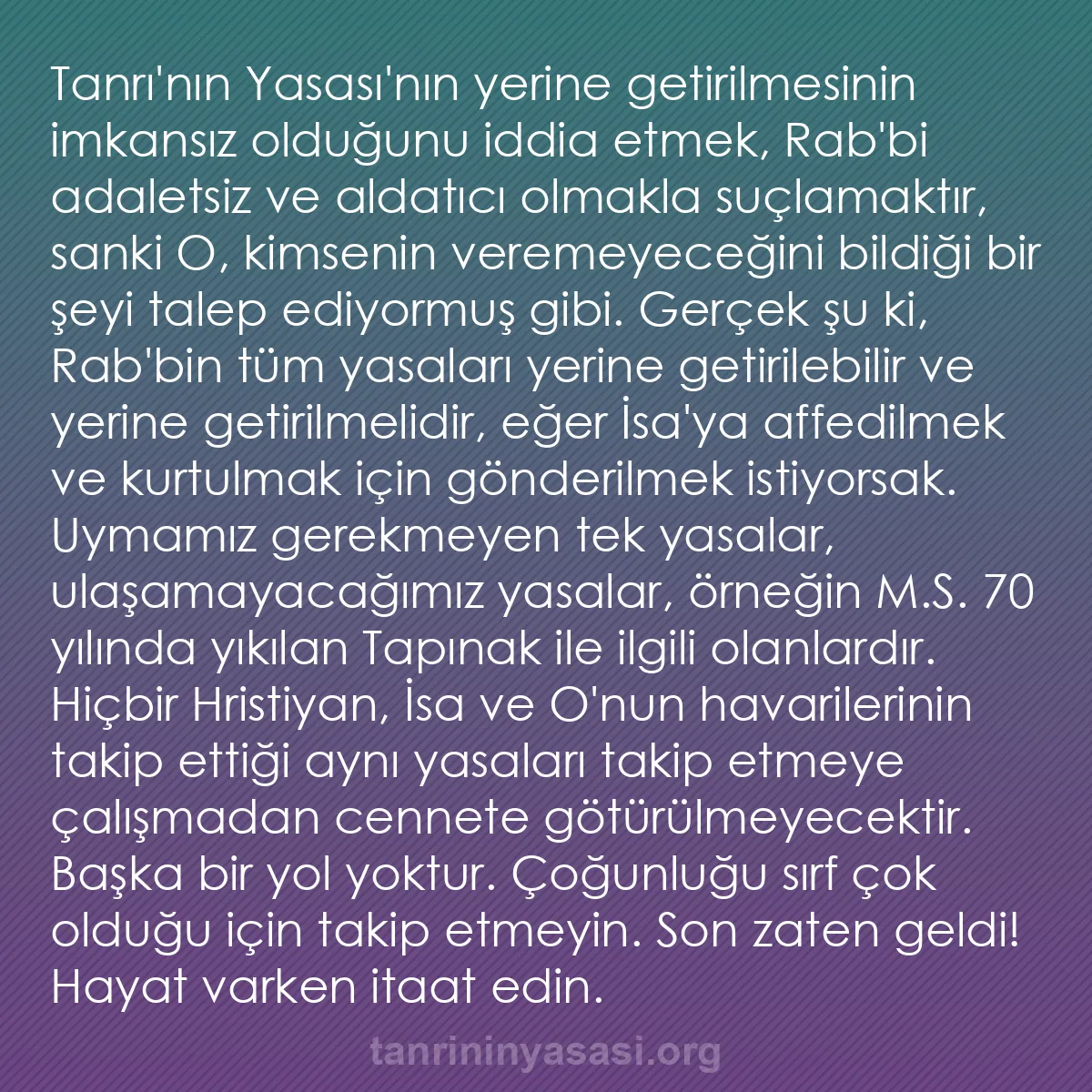 0204 - Tanrı’nın Yasası hakkında gönderi: Tanrı