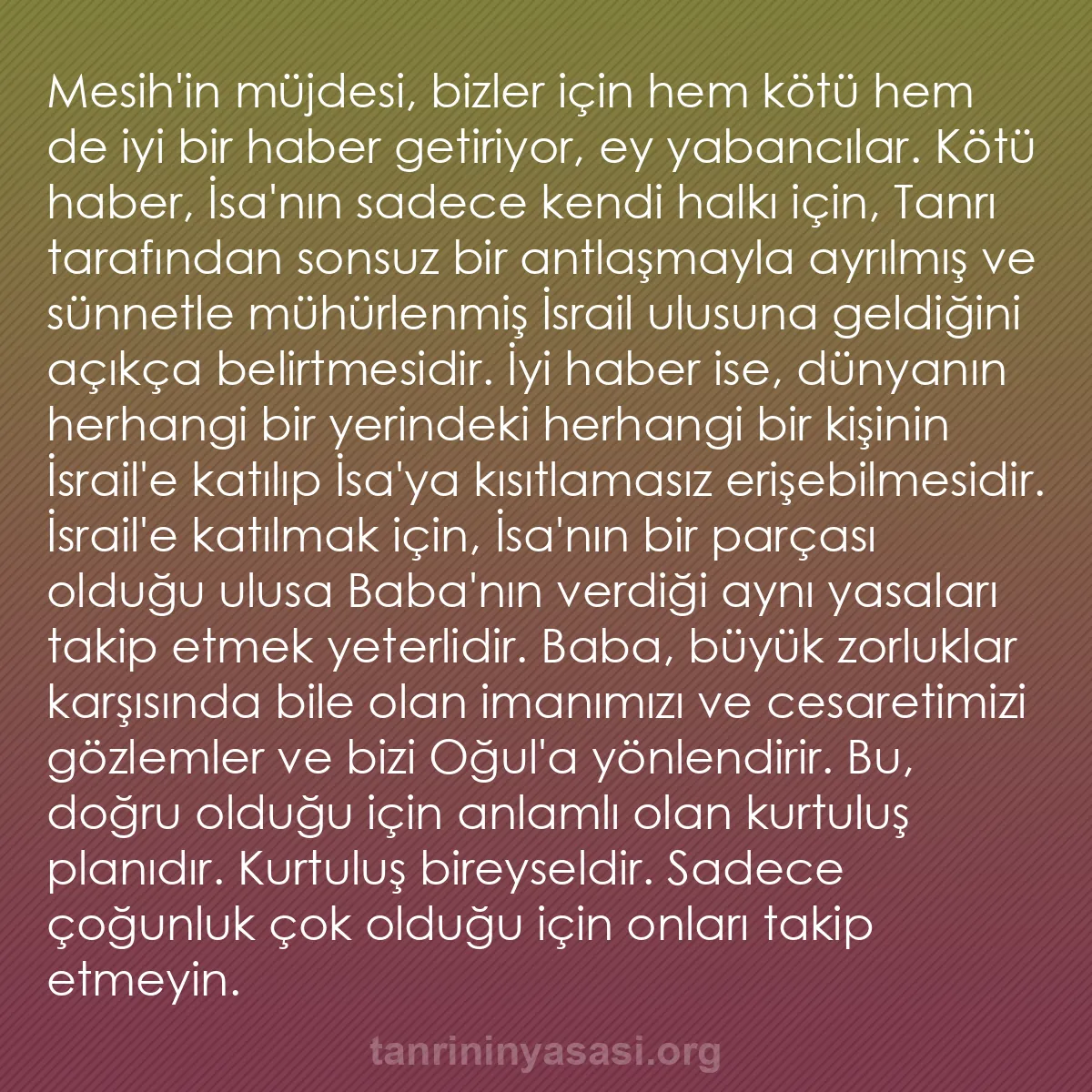 0208 - Tanrı’nın Yasası hakkında gönderi: Mesih