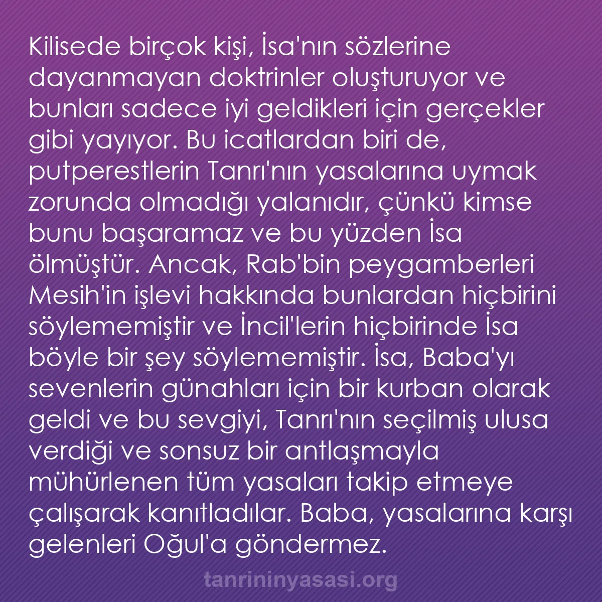 0211 - Tanrı’nın Yasası hakkında gönderi: Kilisede birçok kişi, İsa