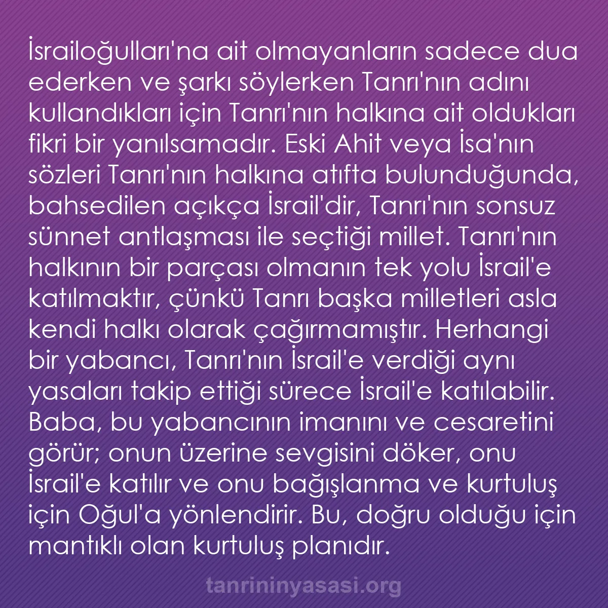 0231 - Tanrı’nın Yasası hakkında gönderi: İsrailoğulları