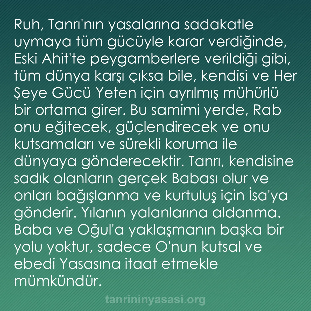 0245 - Tanrı’nın Yasası hakkında gönderi: Ruh, Tanrı