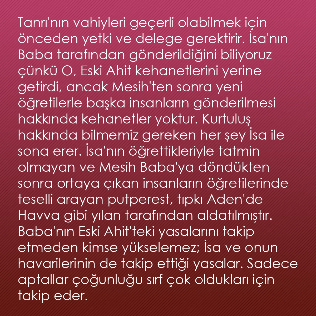 0259 - Tanrı’nın Yasası hakkında gönderi: Tanrı