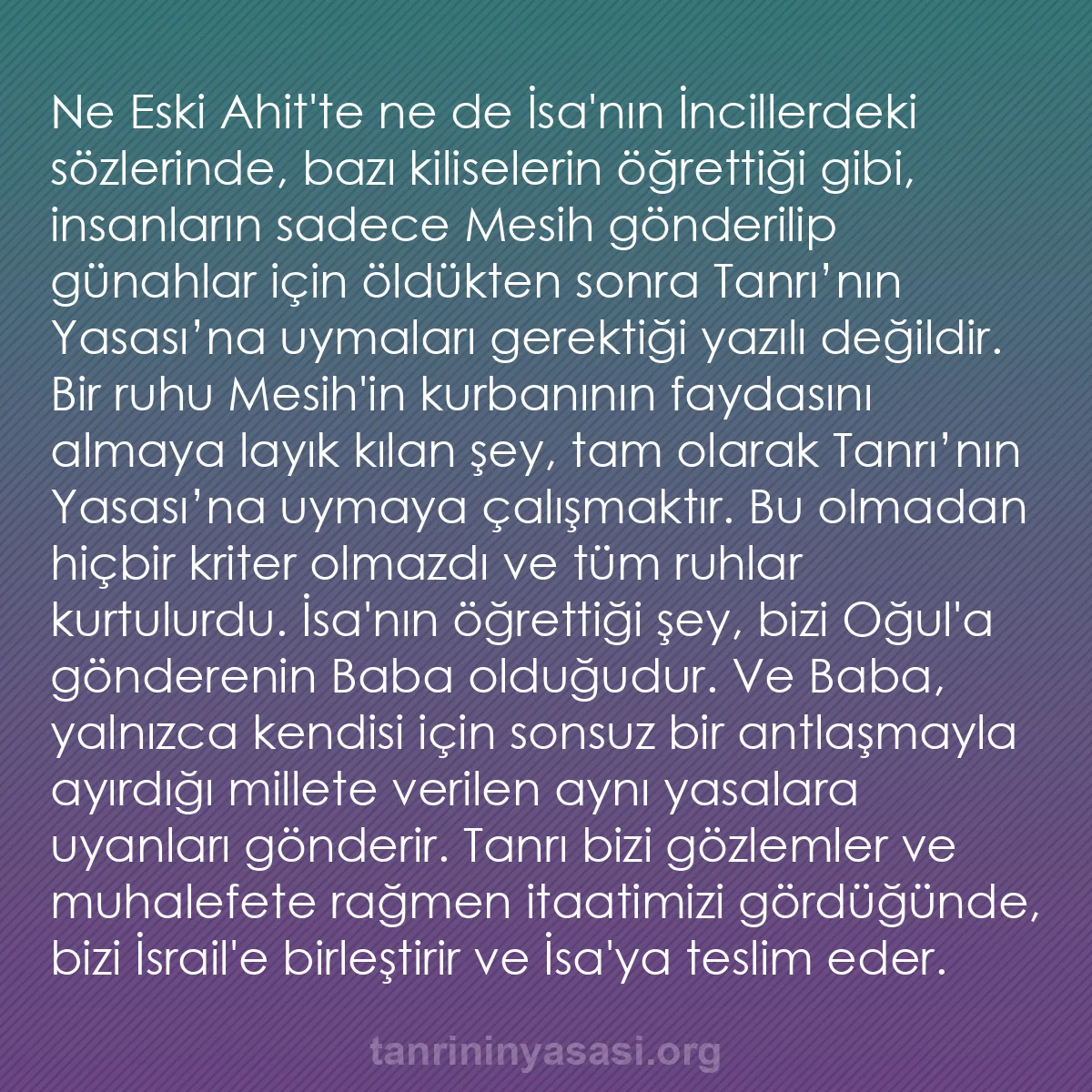 b0024 - Tanrı’nın Yasası hakkında gönderi: Ne Eski Ahit