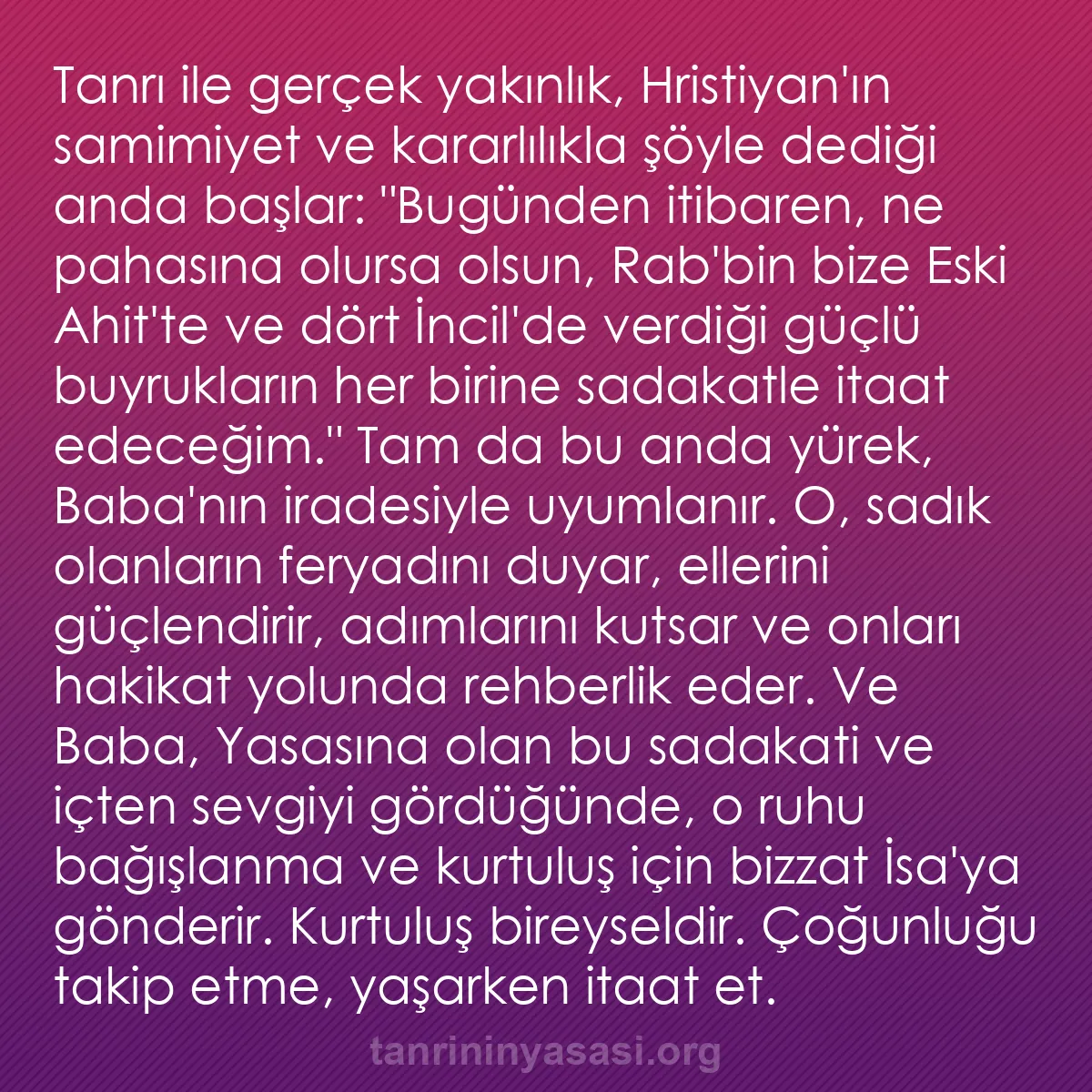 b0041 - Tanrı’nın Yasası hakkında gönderi: Tanrı ile gerçek yakınlık, Hristiyan