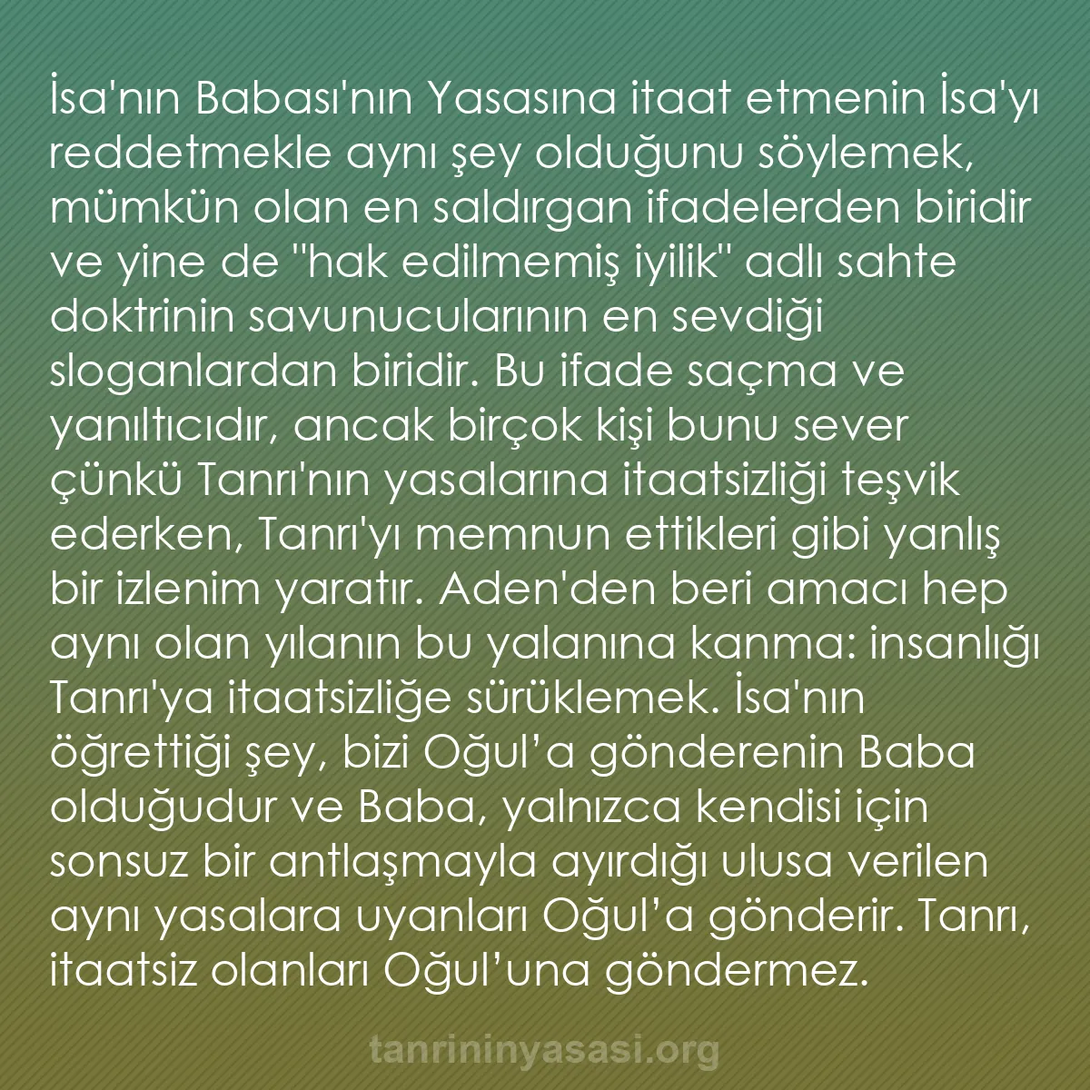 b0043 - Tanrı’nın Yasası hakkında gönderi: İsa