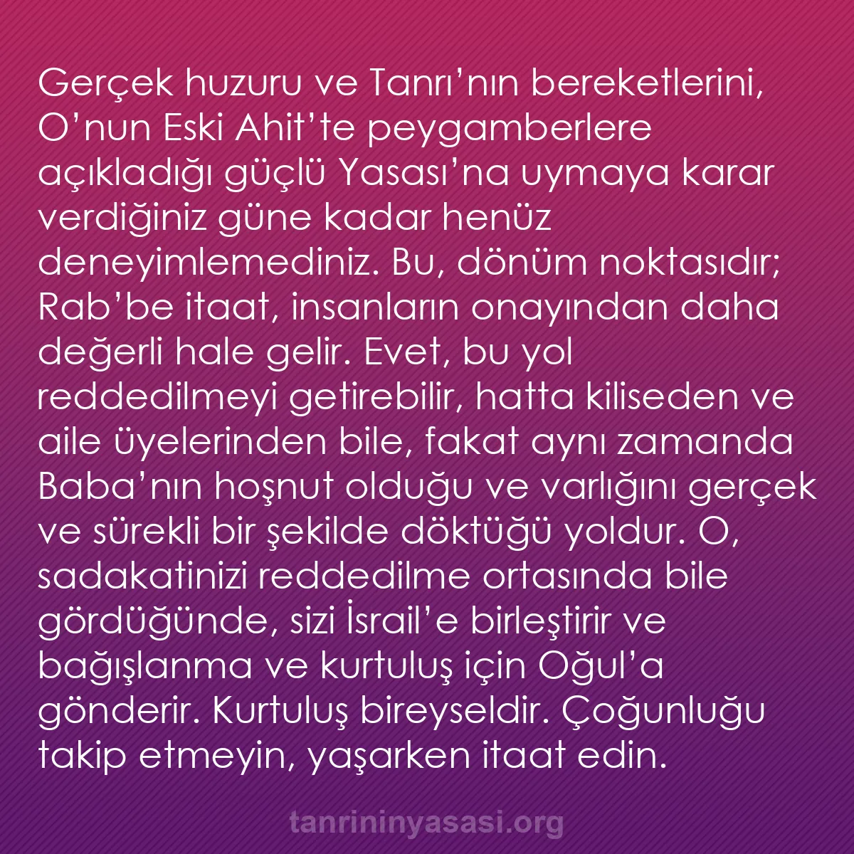 b0081 - Tanrı’nın Yasası hakkında gönderi: Gerçek huzuru ve Tanrı’nın bereketlerini, O’nun Eski Ahit’te...
