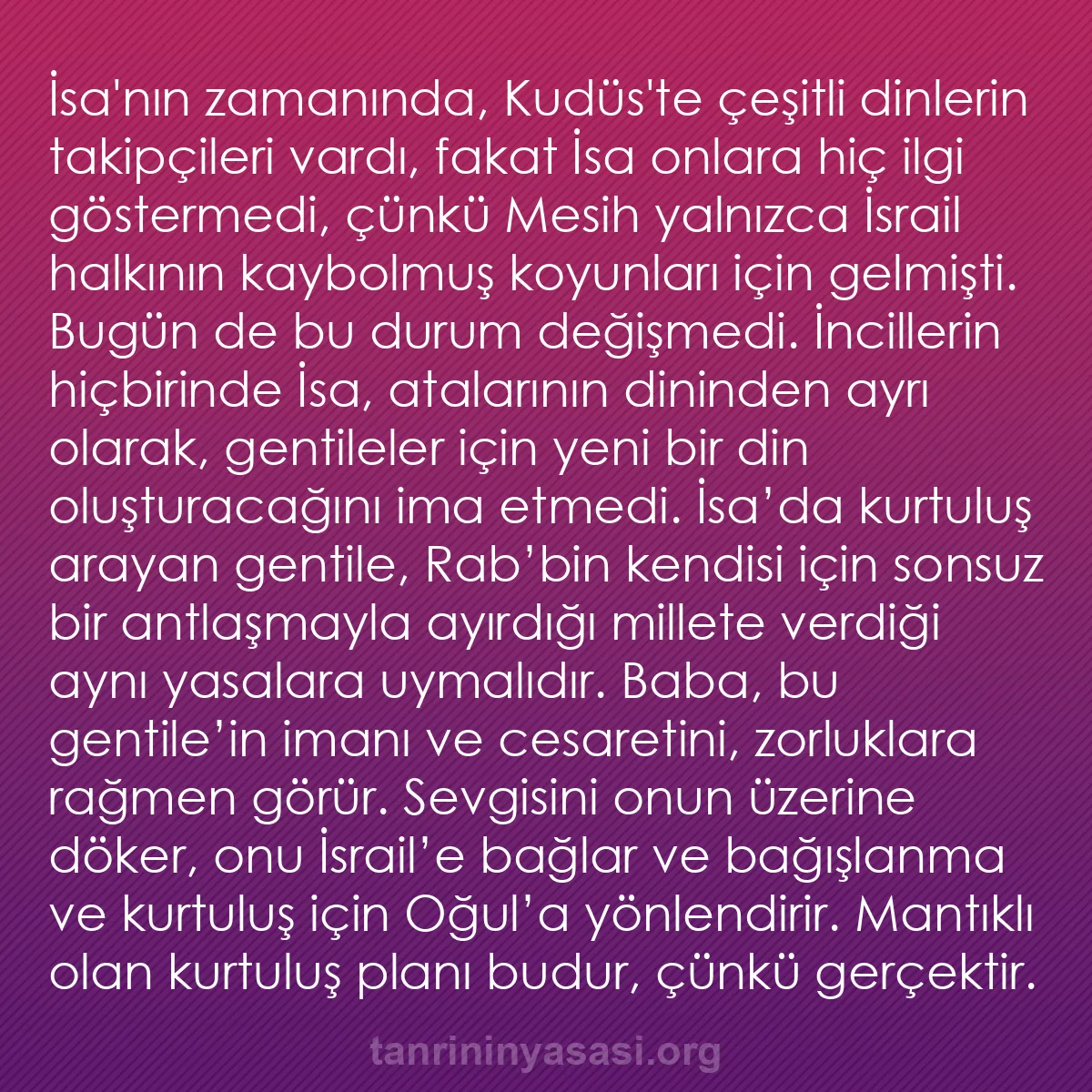 b0121 - Tanrı’nın Yasası hakkında gönderi: İsa