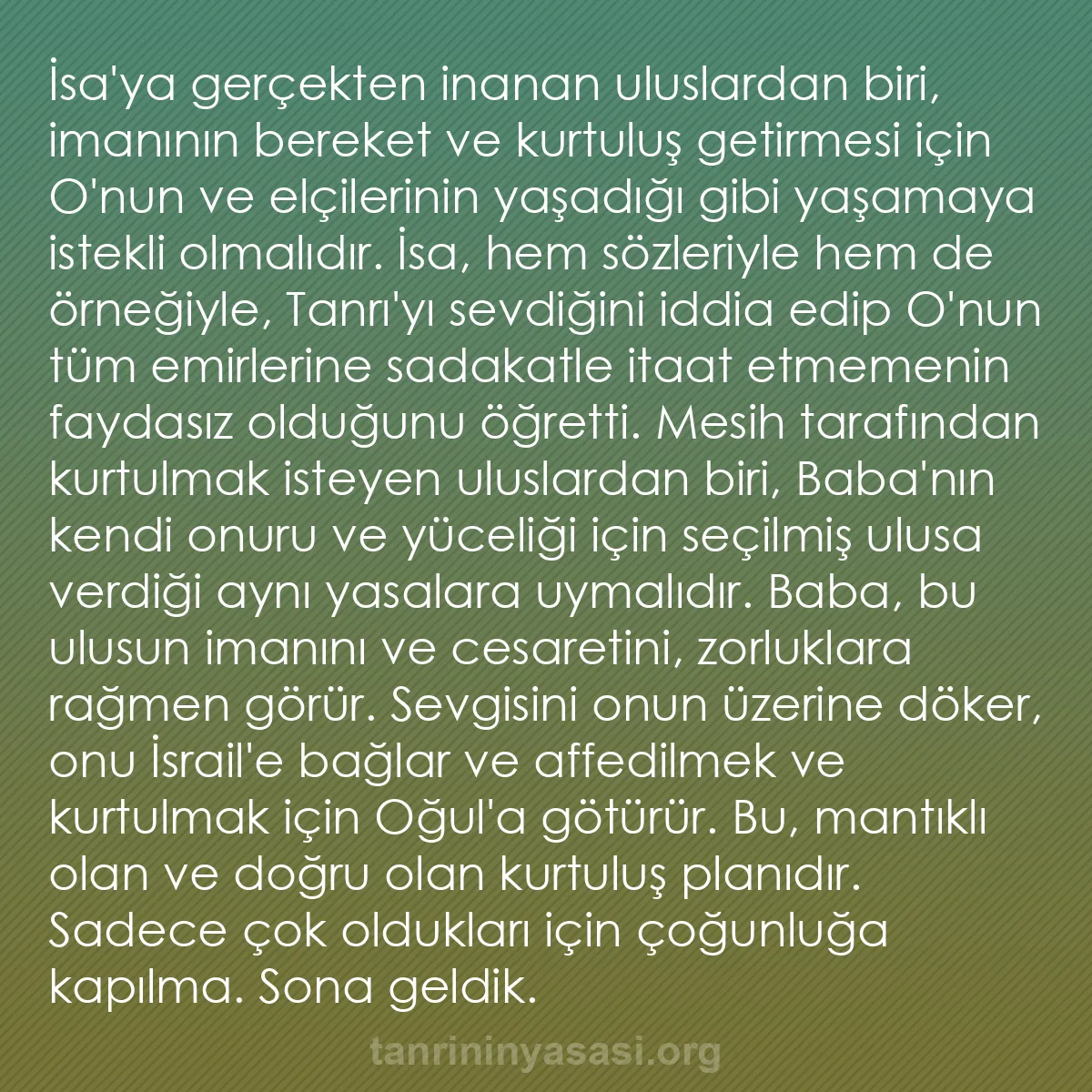 b0143 - Tanrı’nın Yasası hakkında gönderi: İsa