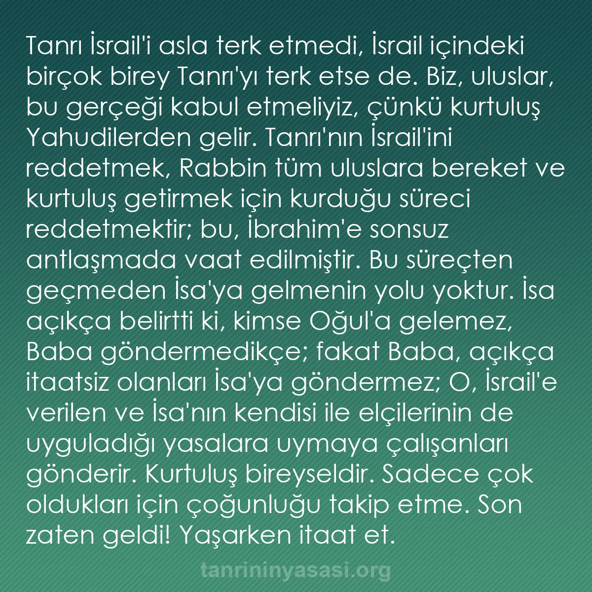 b0145 - Tanrı’nın Yasası hakkında gönderi: Tanrı İsrail