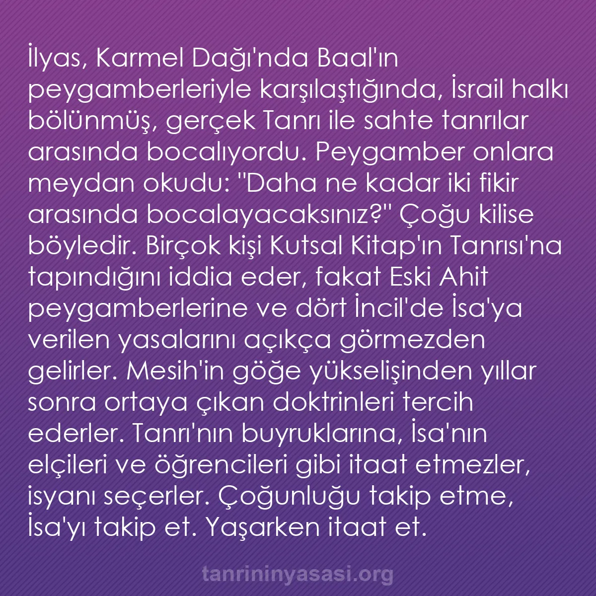 b0151 - Tanrı’nın Yasası hakkında gönderi: İlyas, Karmel Dağı