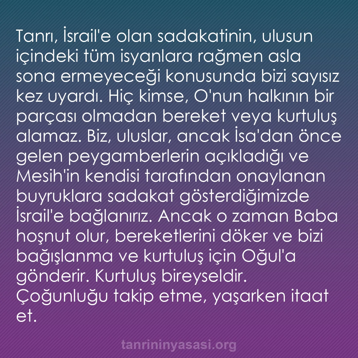 b0154 - Tanrı’nın Yasası hakkında gönderi: Tanrı, İsrail