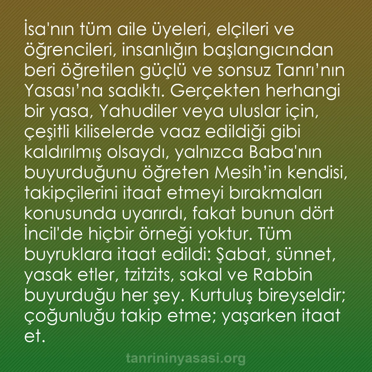 b0156 - Tanrı’nın Yasası hakkında gönderi: İsa