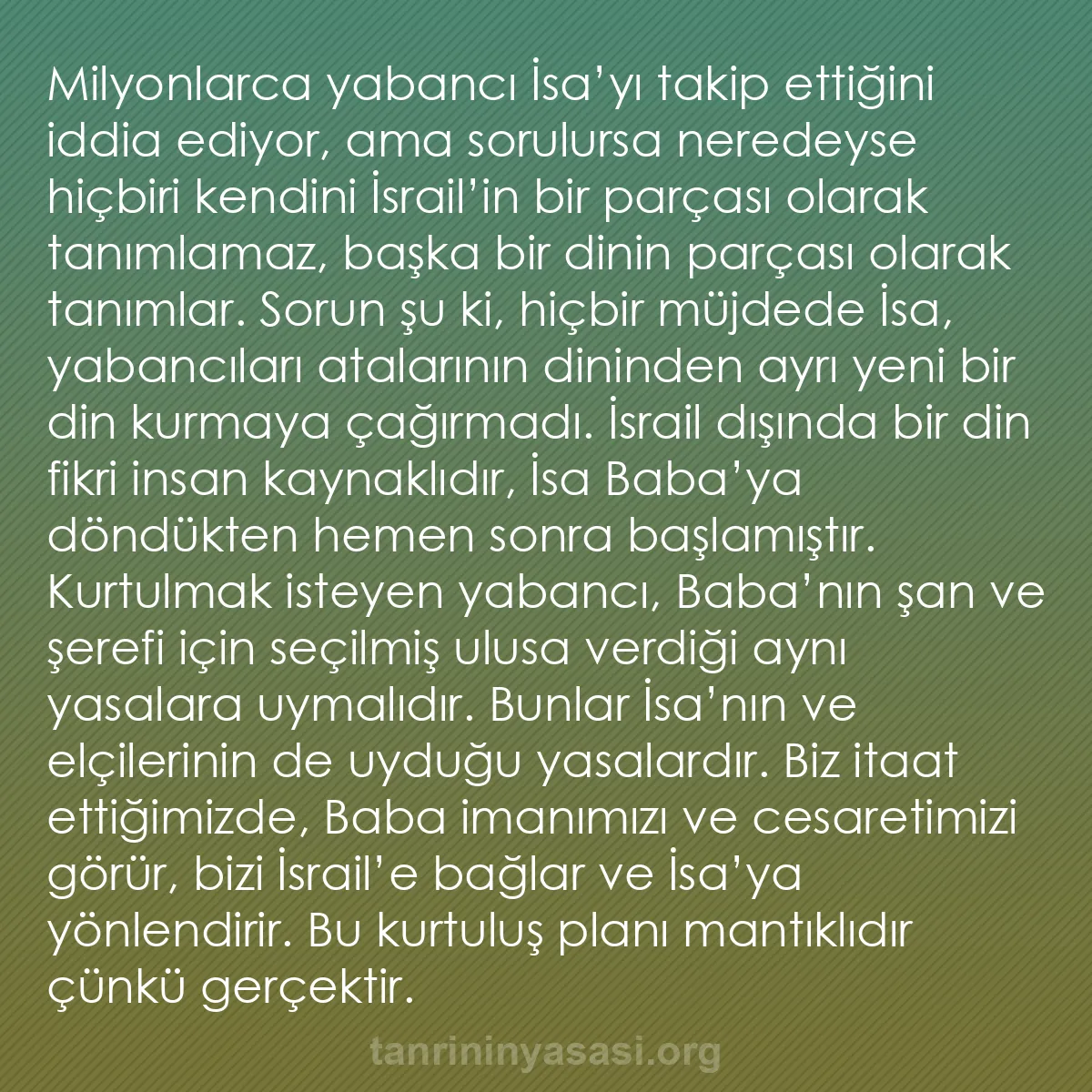 b0163 - Tanrı’nın Yasası hakkında gönderi: Milyonlarca yabancı İsa’yı takip ettiğini iddia ediyor, ama...