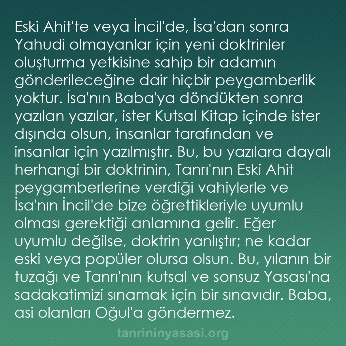 b0325 - Tanrı’nın Yasası hakkında gönderi: Eski Ahit