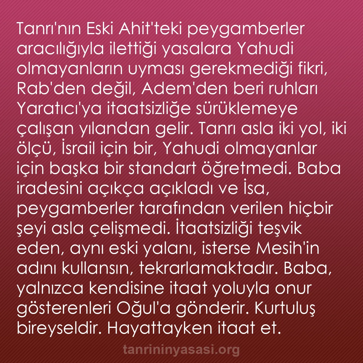 b0339 - Tanrı’nın Yasası hakkında gönderi: Tanrı