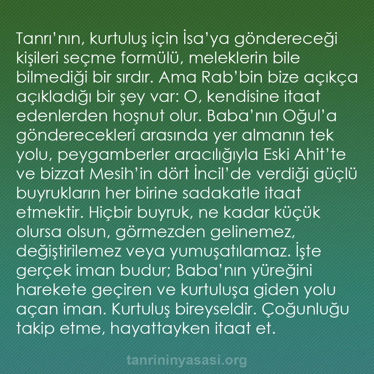 b0350 - Tanrı’nın Yasası hakkında gönderi: Tanrı’nın, kurtuluş için İsa’ya göndereceği kişileri seçme formülü,...