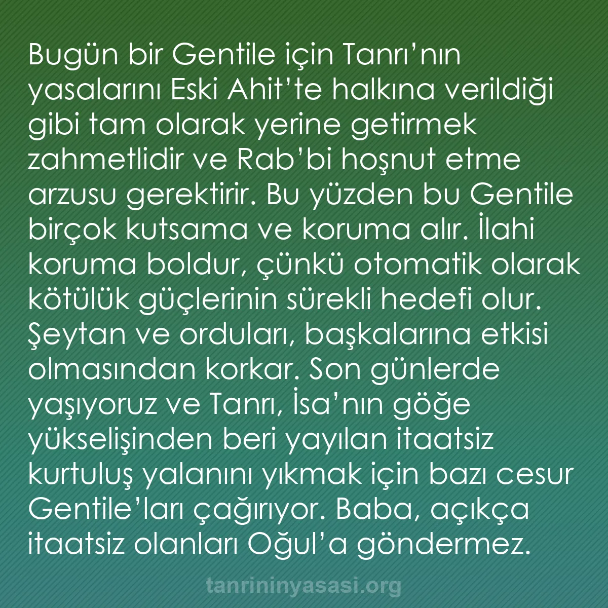 b0370 - Tanrı’nın Yasası hakkında gönderi: Bugün bir Gentile için Tanrı’nın yasalarını Eski Ahit’te halkına...