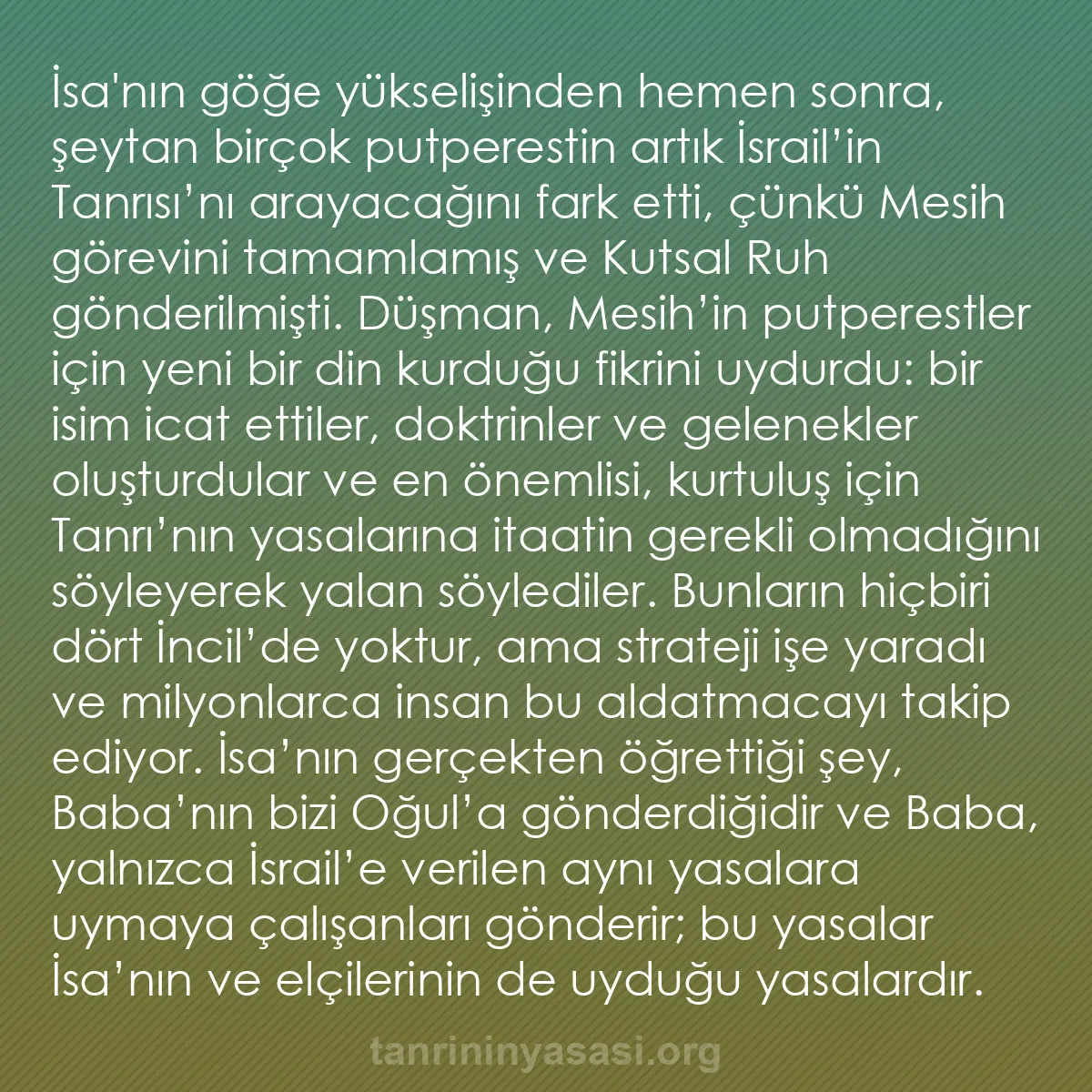 b0403 - Tanrı’nın Yasası hakkında gönderi: İsa