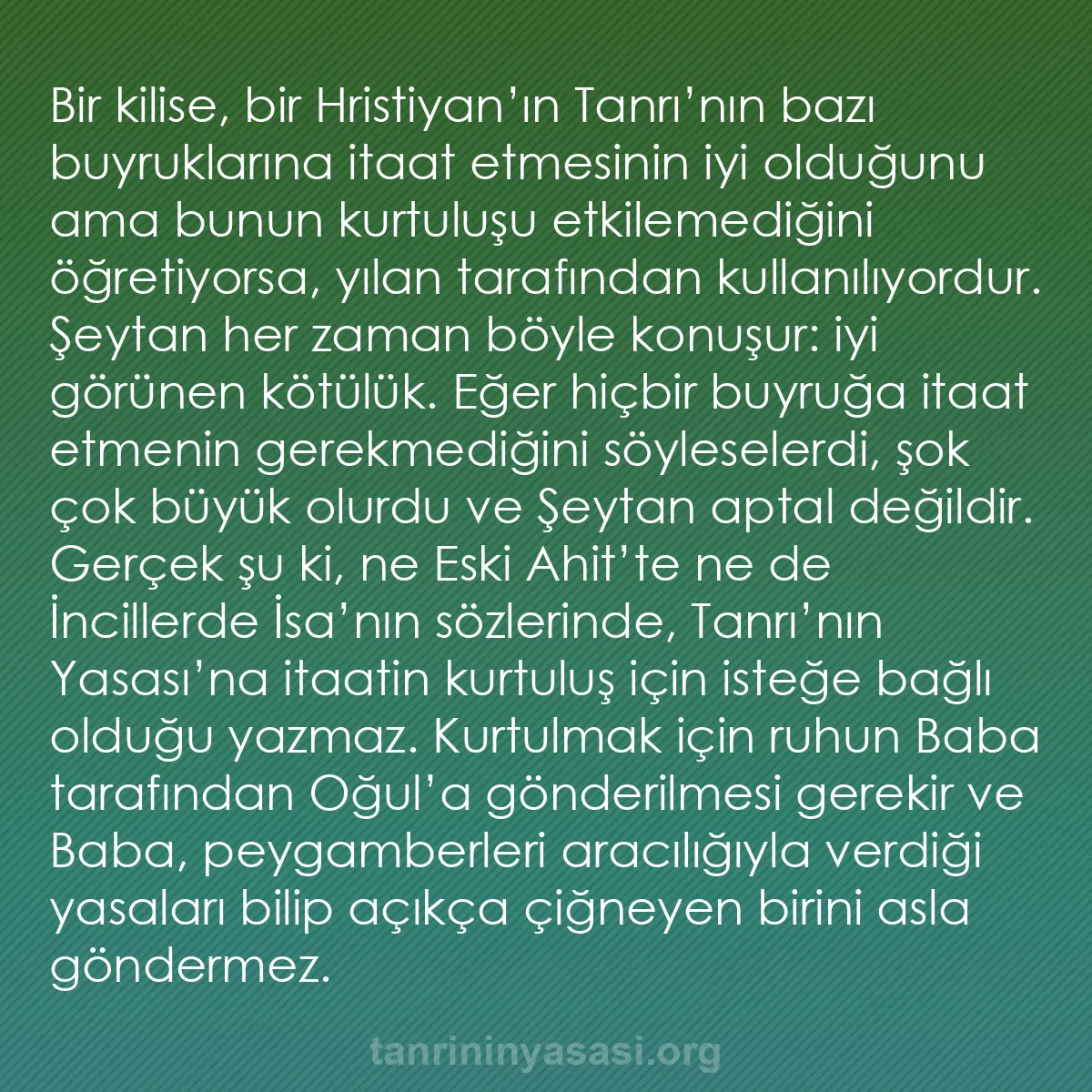b0410 - Tanrı’nın Yasası hakkında gönderi: Bir kilise, bir Hristiyan’ın Tanrı’nın bazı buyruklarına itaat...