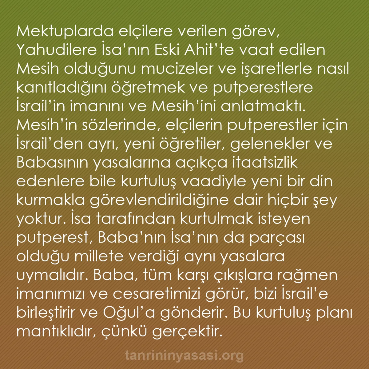 b0429 - Tanrı’nın Yasası hakkında gönderi: Mektuplarda elçilere verilen görev, Yahudilere İsa’nın Eski...