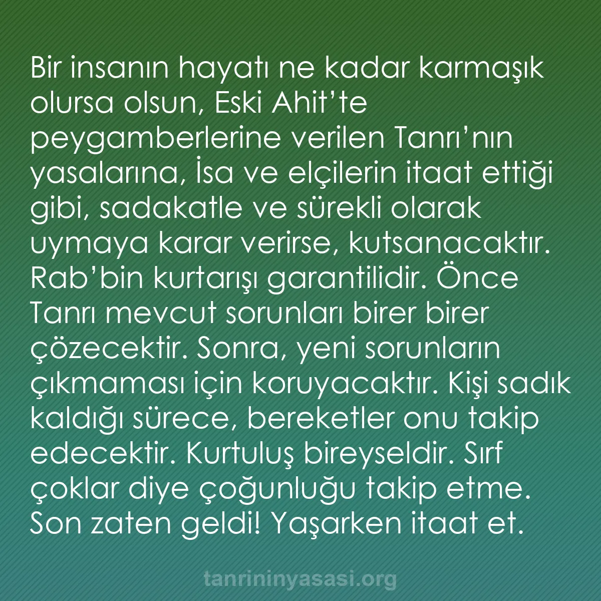 b0430 - Tanrı’nın Yasası hakkında gönderi: Bir insanın hayatı ne kadar karmaşık olursa olsun, Eski Ahit’te...