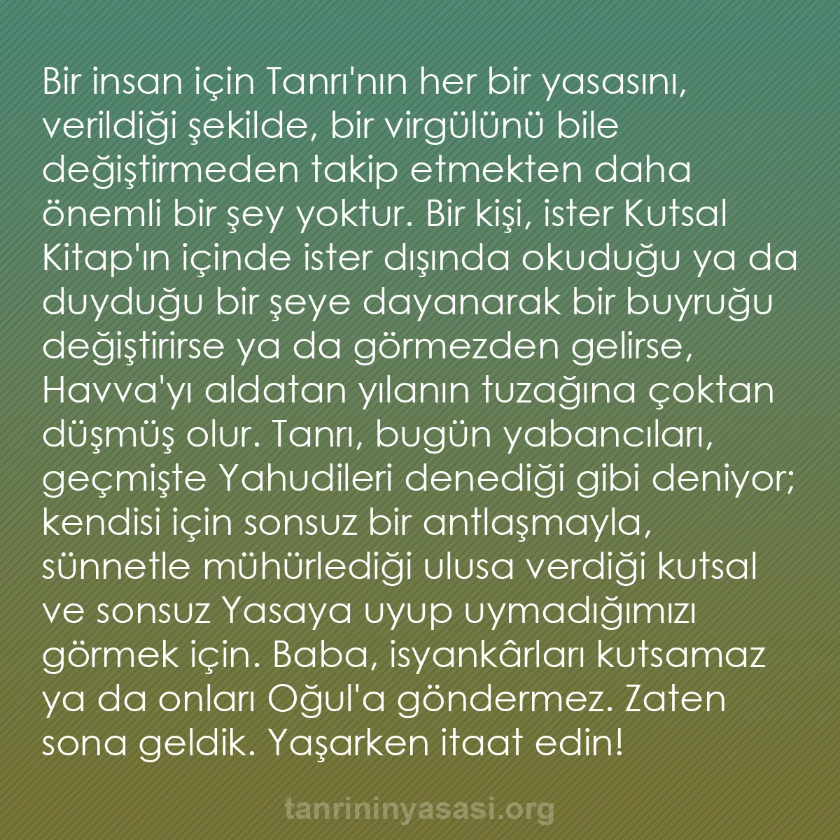 b0463 - Tanrı’nın Yasası hakkında gönderi: Bir insan için Tanrı