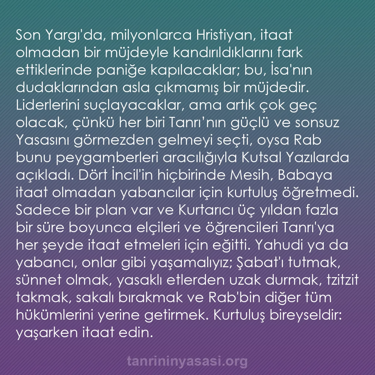 b0464 - Tanrı’nın Yasası hakkında gönderi: Son Yargı