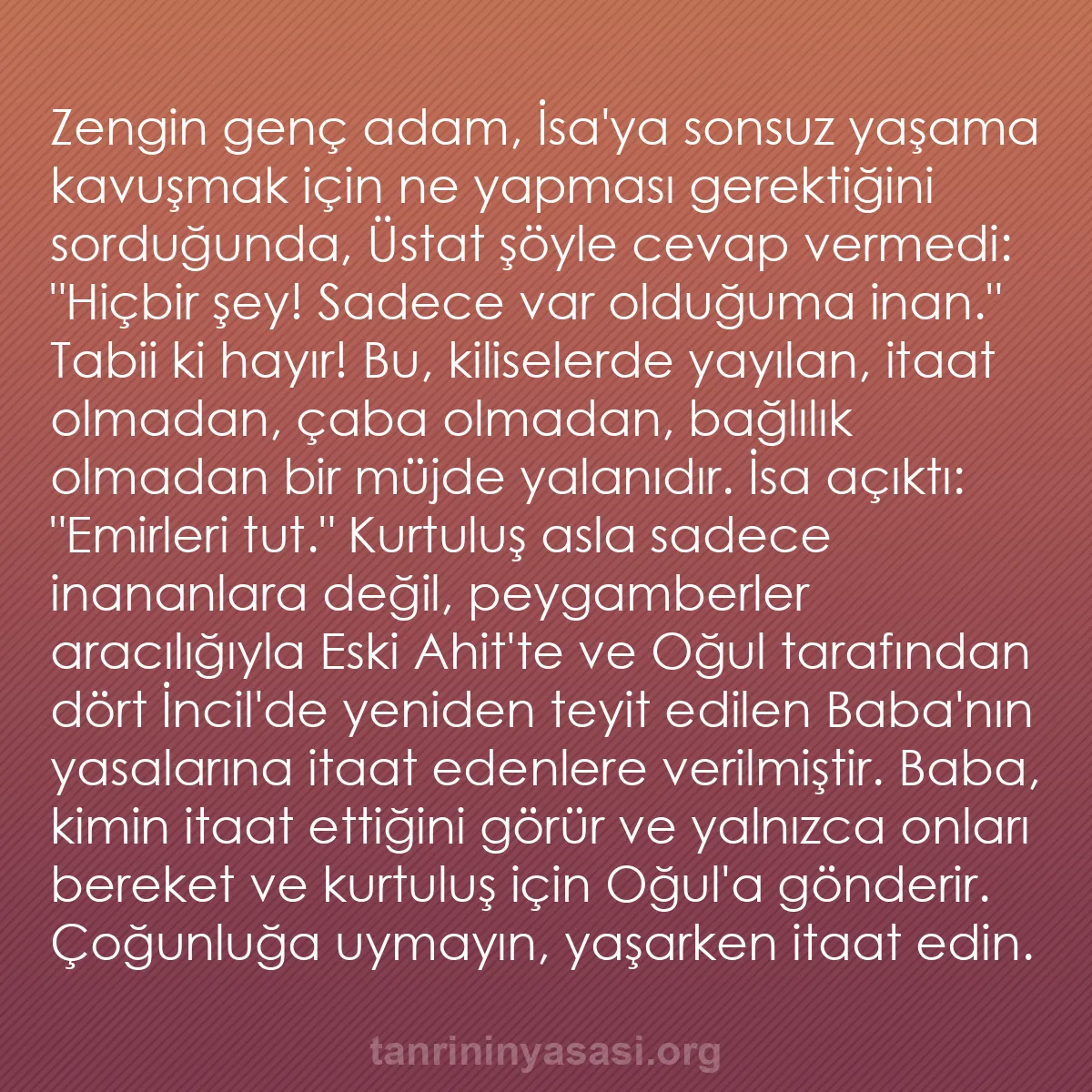 b0466 - Tanrı’nın Yasası hakkında gönderi: Zengin genç adam, İsa