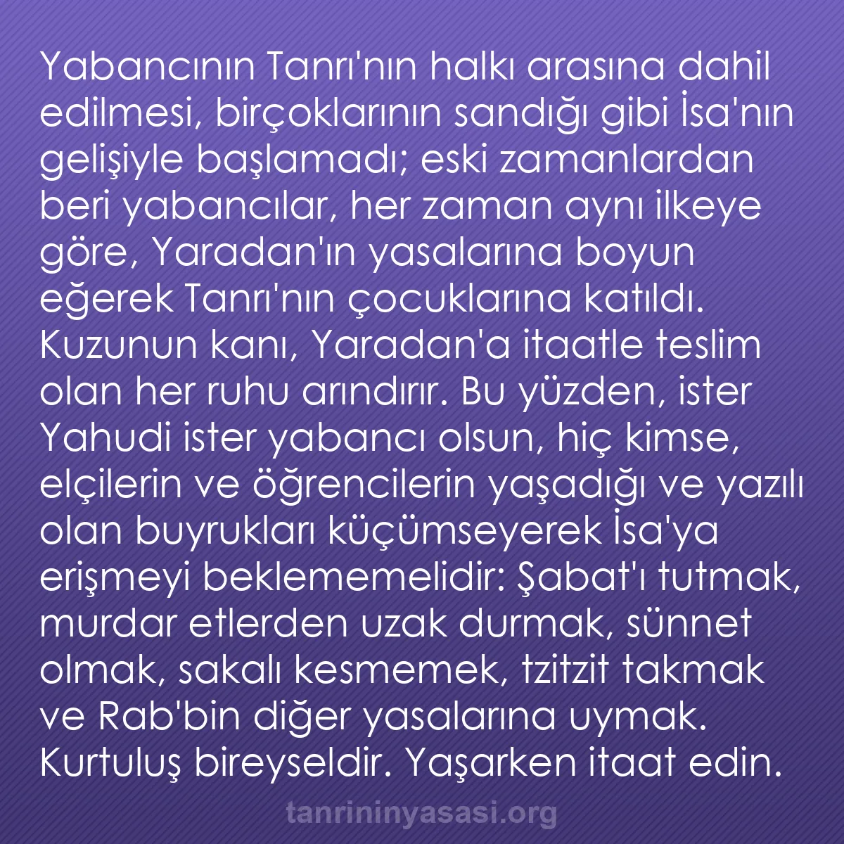 b0478 - Tanrı’nın Yasası hakkında gönderi: Yabancının Tanrı