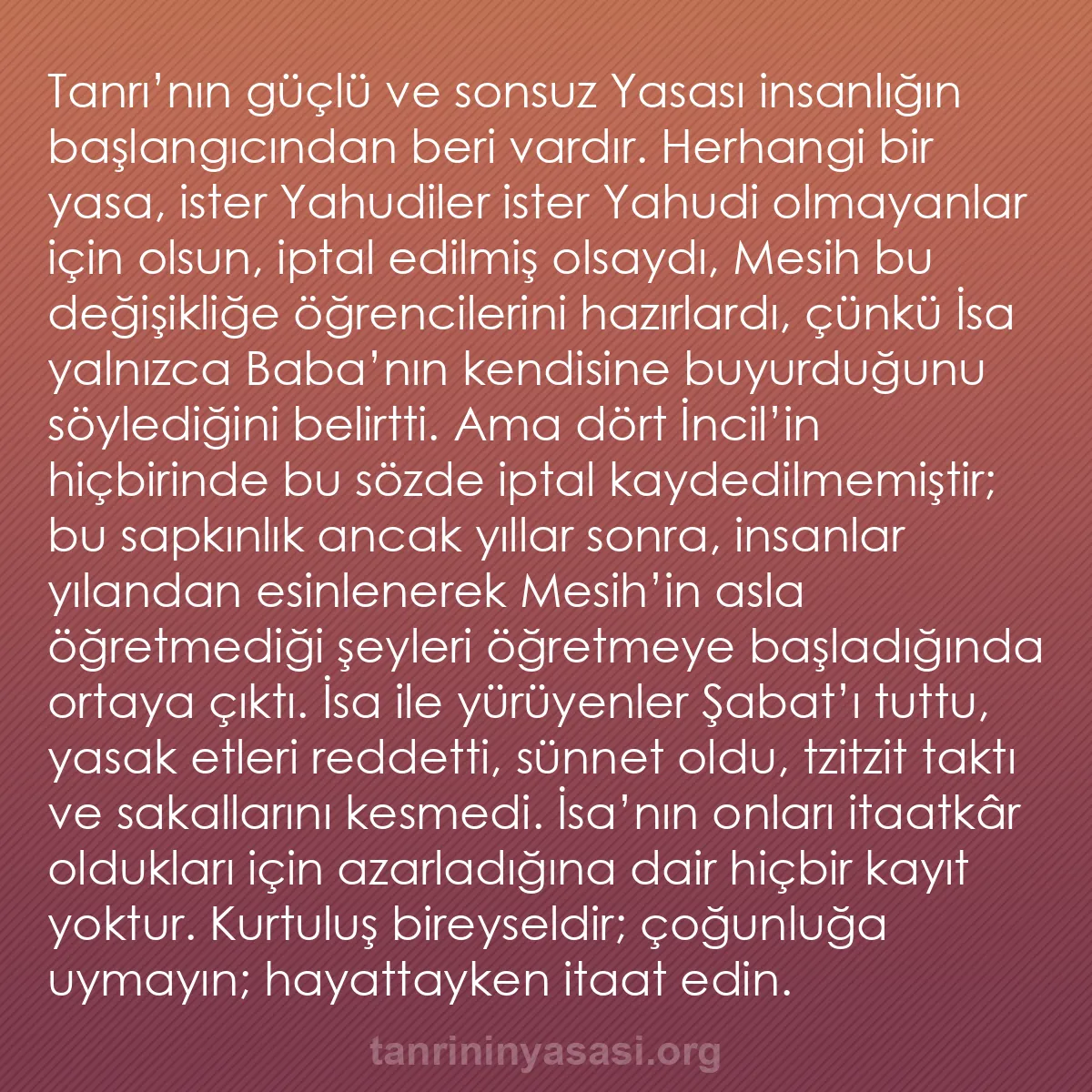 b0566 - Tanrı’nın Yasası hakkında gönderi: Tanrı’nın güçlü ve sonsuz Yasası insanlığın başlangıcından beri...
